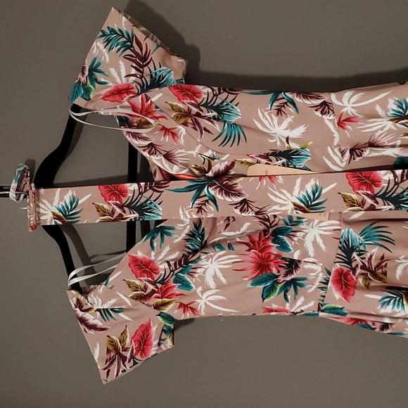 NWT British Retro Size 8UK/4US Brown with Flowers Full Circle Dress - Picture 3 of 5